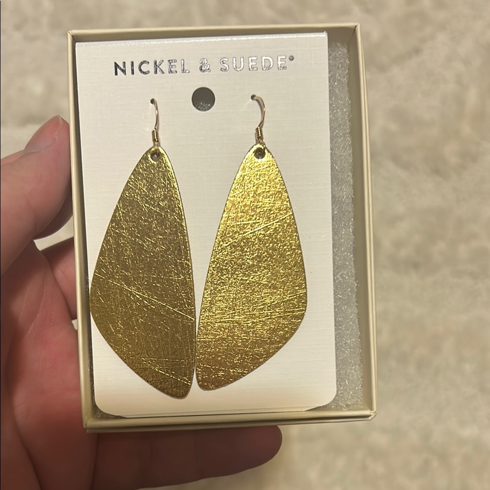 Nickel & Suede Vintage Gold Evie Earrings